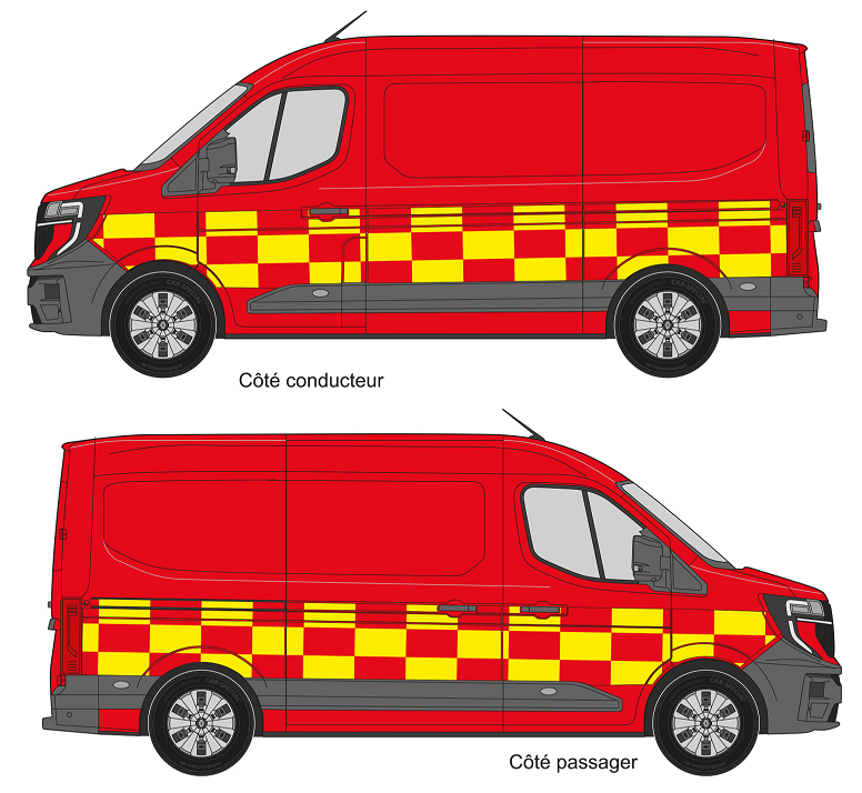 0700373 kit predecoupe renault master IV phase 1 orafol nikkalite balisage 2024 damier L2 decoupe battenberg